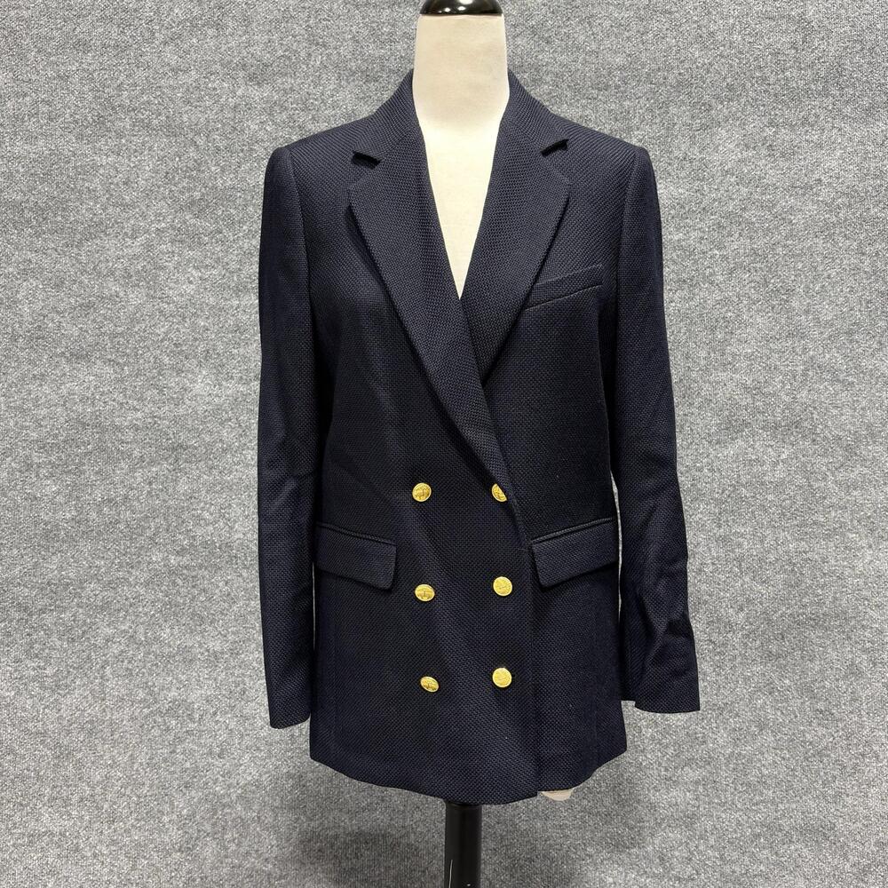 Brooks Brothers Blazer Womens 8 Navy Wool Double Breasted Gold Button Jacket